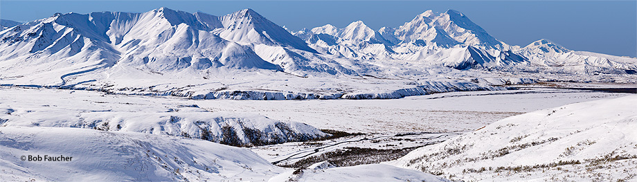 The view from the Eielson Visitors Center across the Muldrow Glacier toward the Alaska Range and Denali