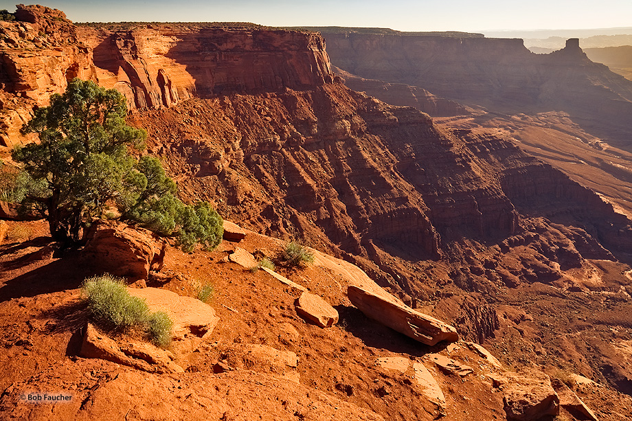 Big Flat Mesa terminates in an unnamed spire above the Shafer Basin.