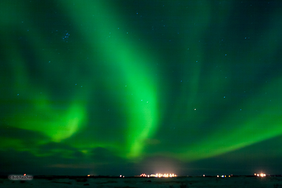 Aurora display in the night sky above Churchill, Manitoba, Canada