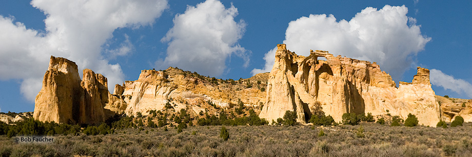 This outcropping contains Grosvenor Arch, a unique sandstone double arch.