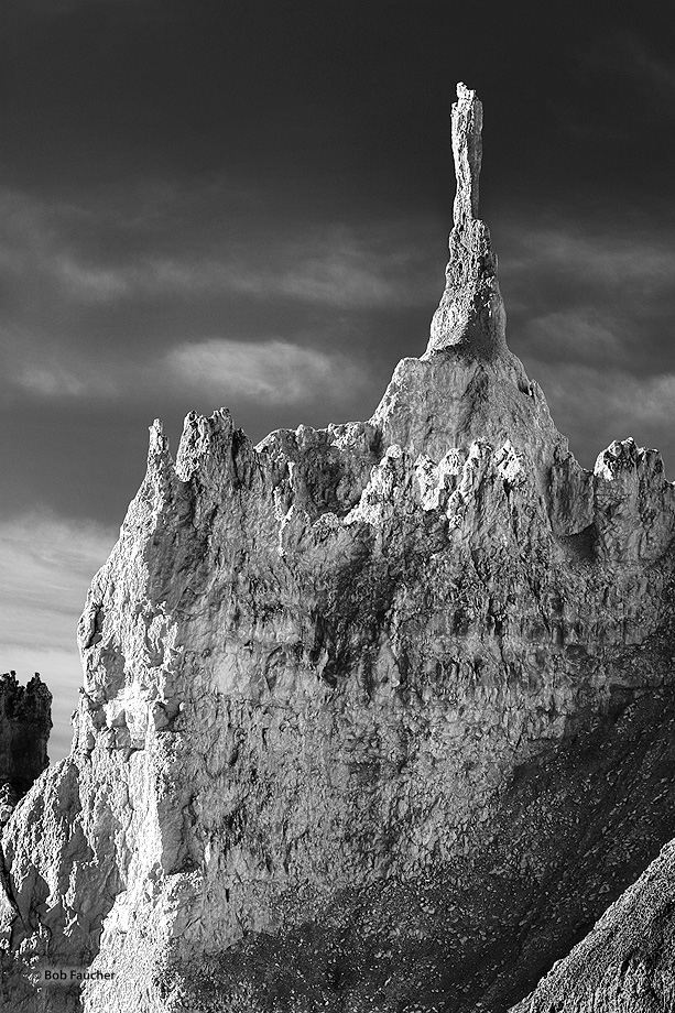 This spire, atop a hoodoo adjacent to the upper Navajo Loop Trail, reminds me of the angel Moroni statue atop the Mormon Tabernacle...