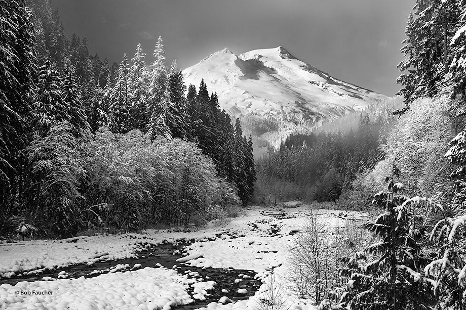 Mt. Baker, as seen from the Southeast at Boulder Creek, is the third-highest mountain in Washington State and one of the snowiest...