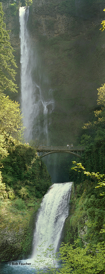 The falls drops in two major steps, split into an upper falls of 542 feet (165 m) and a lower falls of 69 feet (21 m), with a...