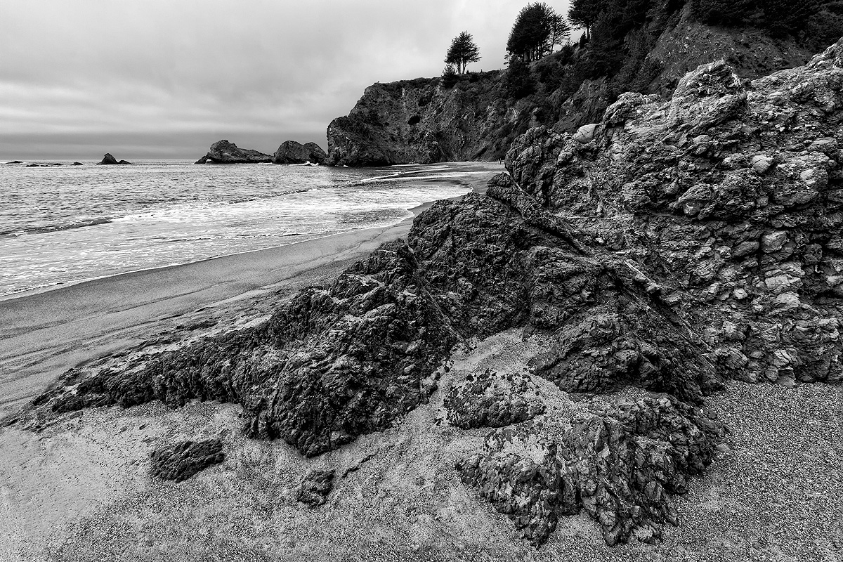 Cool, cloudy but bright, morning at Navarro Beach