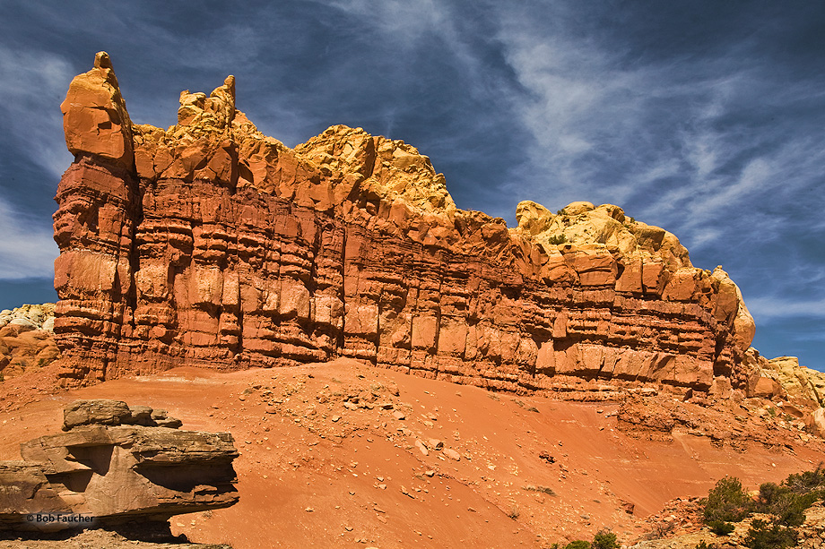 Late afternoon sun causes these rocks to shine, giving them their name.