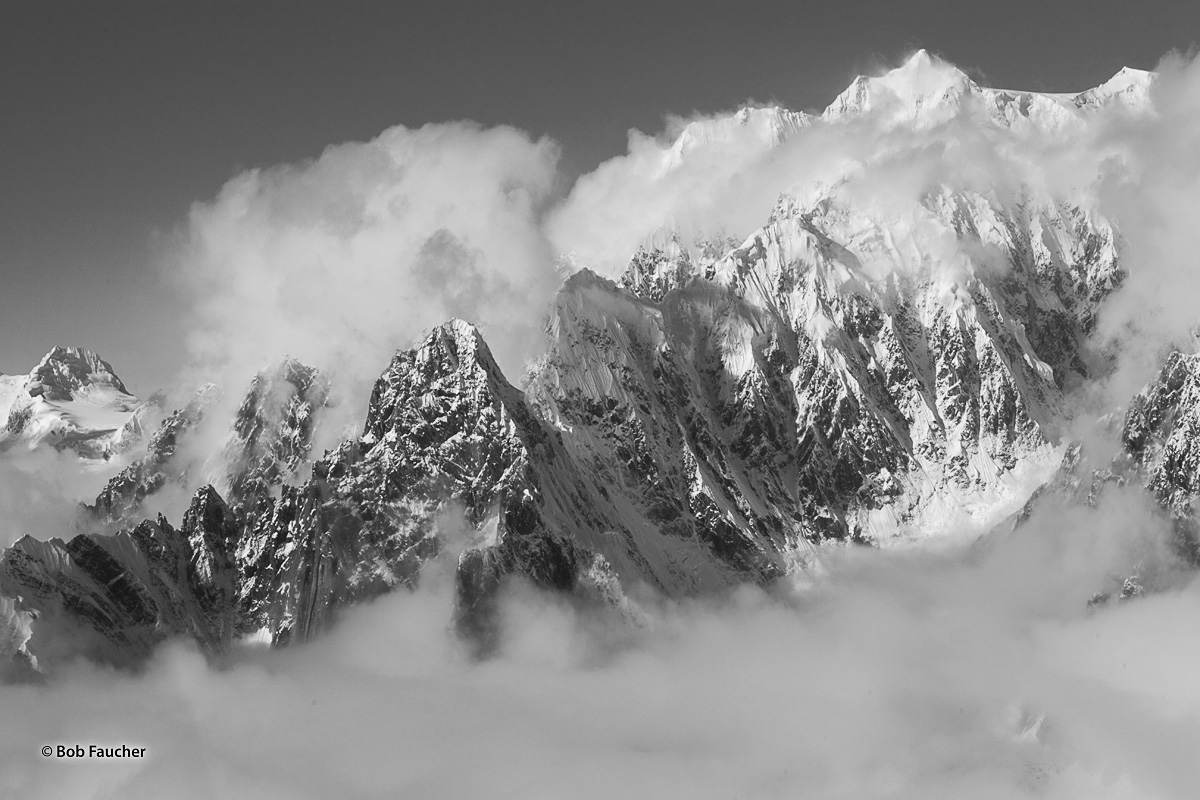 A particularly rugged portion of the South Buttress of Mt. Denali. The standard climbing route up Denali is via the West Buttress...