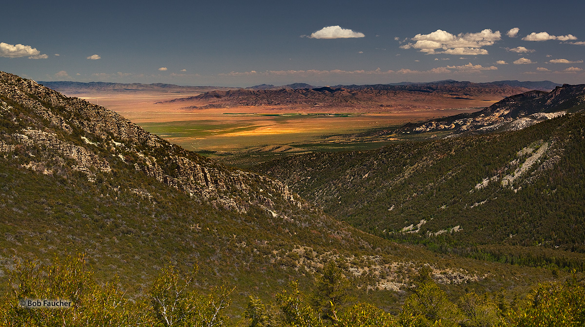 The view from Mather Overlook on the Wheeler Peak Scenic Drive looking across the Snake Valley toward the Burbank Hills in Utah...