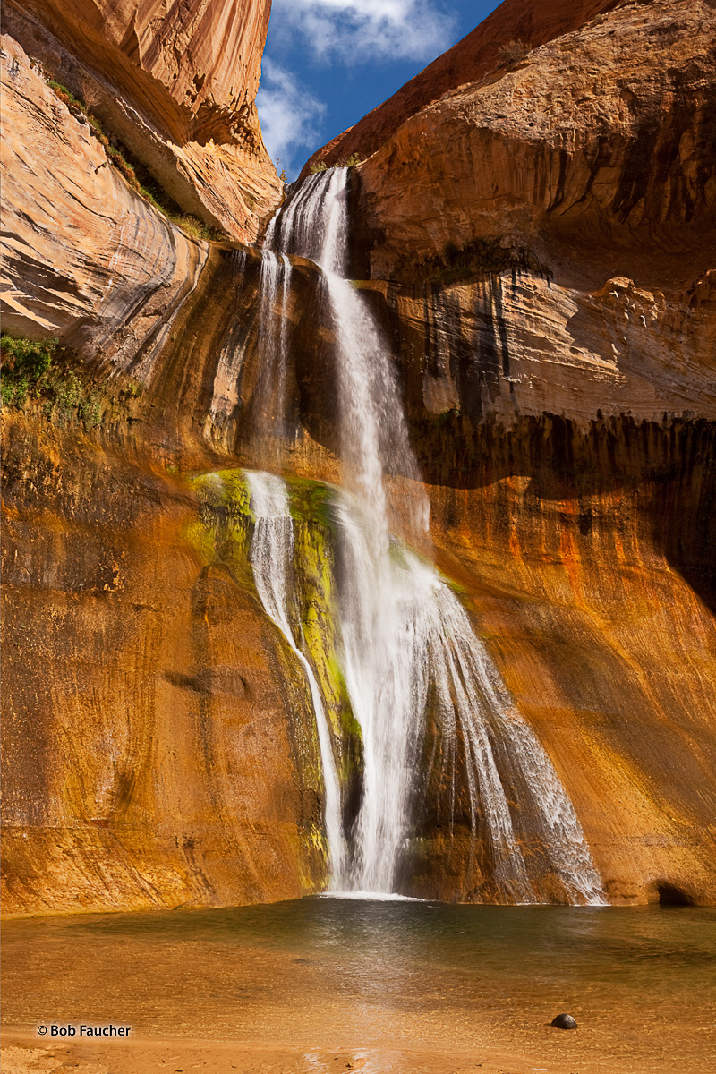 Fed by agricultural runoff, Lower Calf Creek creates a year-round oasis along its course. This beautiful falls is a major attraction...