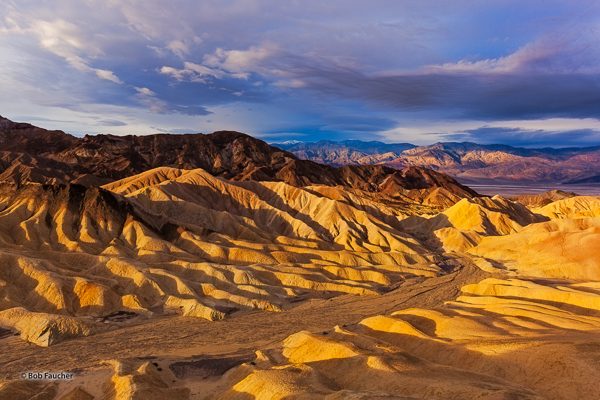 When the morning's golden light came flooding into the otherworldly scenery, Zabriskie Point took on a magical glow—soft, warm...