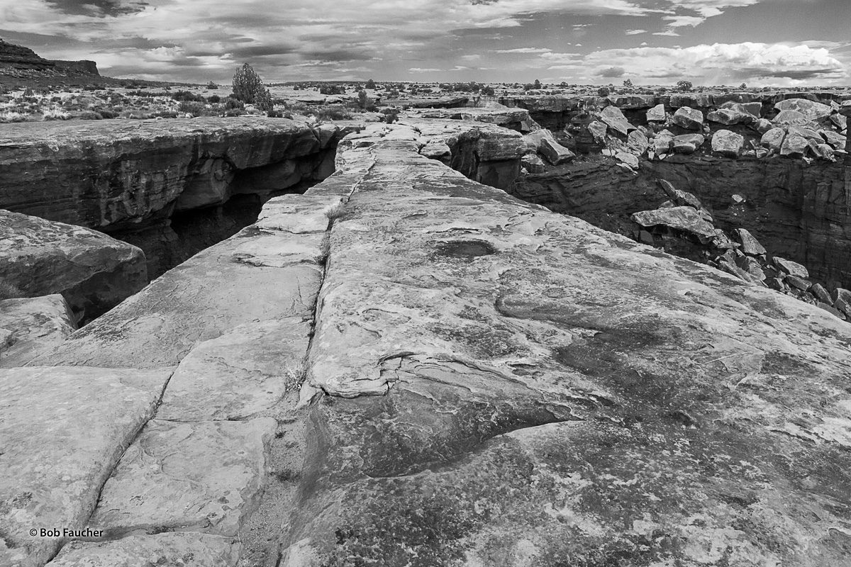 This side canyon to the Colorado River, as it courses its way through Canyonlands NP, has a natural bridge across a smaller side...