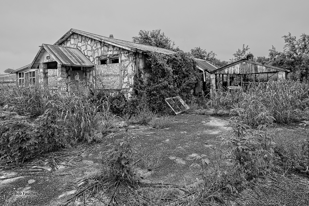 This home seems to have been recently abandoned by the owners as judged by the state of its decline and the vegetation surrounding...