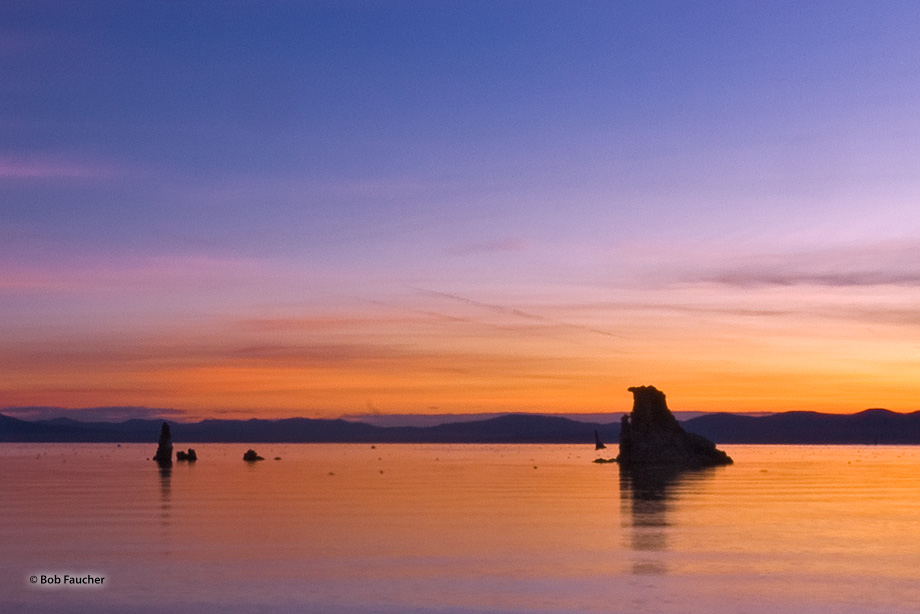 Mono Lake on a windless day at dawn