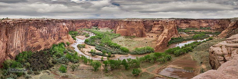 Chinle Wash flowing through Canyon de Chelly, from Tsegi Overlook.
