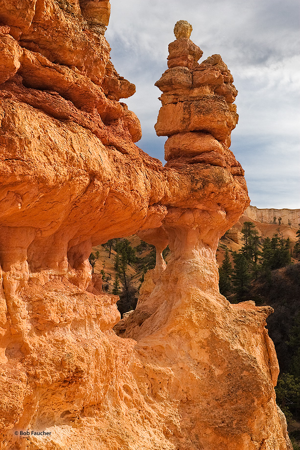 Turret Arch overlooks Water Canyon, a shallow ravine built by early settlers to divert water from the Sevier River.